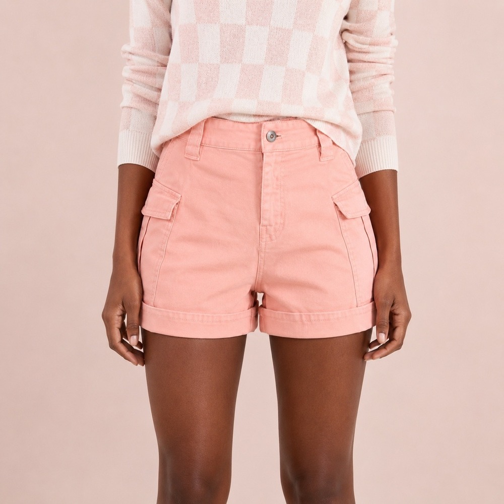 Derek‎ Lam 10 Crosby Ryder Cargo Shorts 24 Peach Apricot High Rise Utility